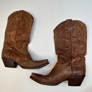 Vintage Dan Post Brown Leather Western Cowboy Boots